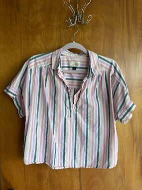 Universal Thread Pink, green, peach and yellow striped blouse